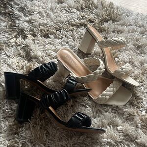 Sincerely Jules Braided Heeled Sandals - Black and Cream